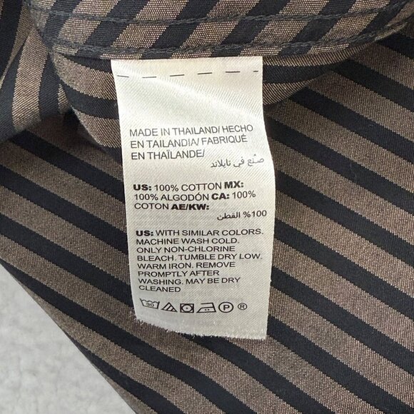 Chico's No Iron Sateen Striped Blouse Travel Office Tan Black Size 3 US 16/18 - Picture 11 of 13